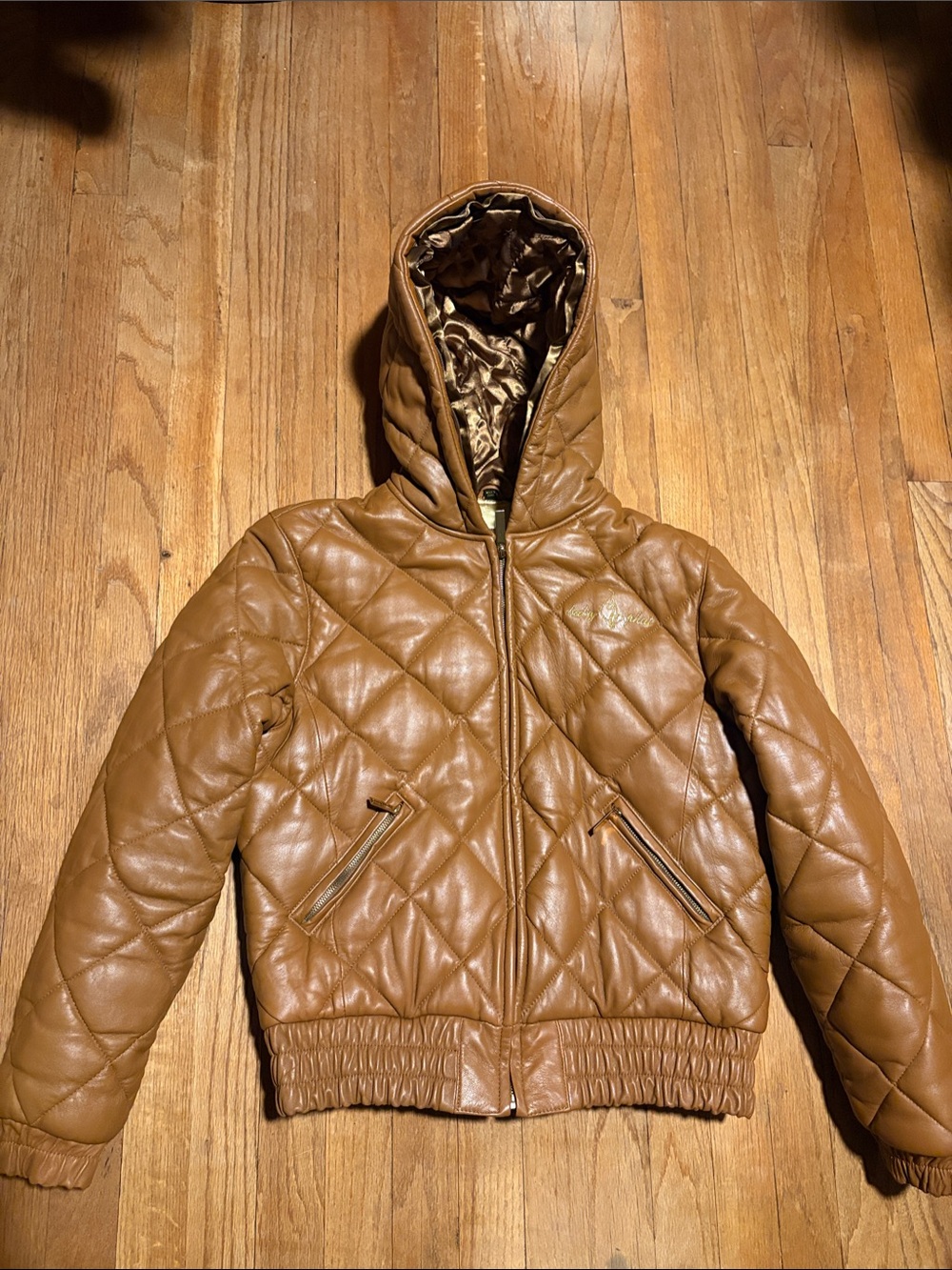 Baby Phat Quilted Hooded Brown Jacket